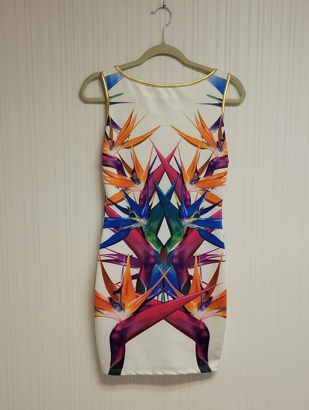 Arden B White Tropical Floral-Print Bodycon Dress Small New Open Back Club Vegas